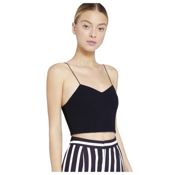 Alice + Olivia Archer Black Cropped Cami Top Women's Large - Picture 2 of 9